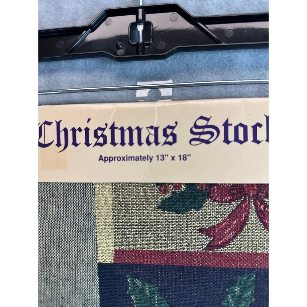 Tapestry Christmas Stocking Panel French Horn Navy 13 x 18 VTGCotton Craft Decor